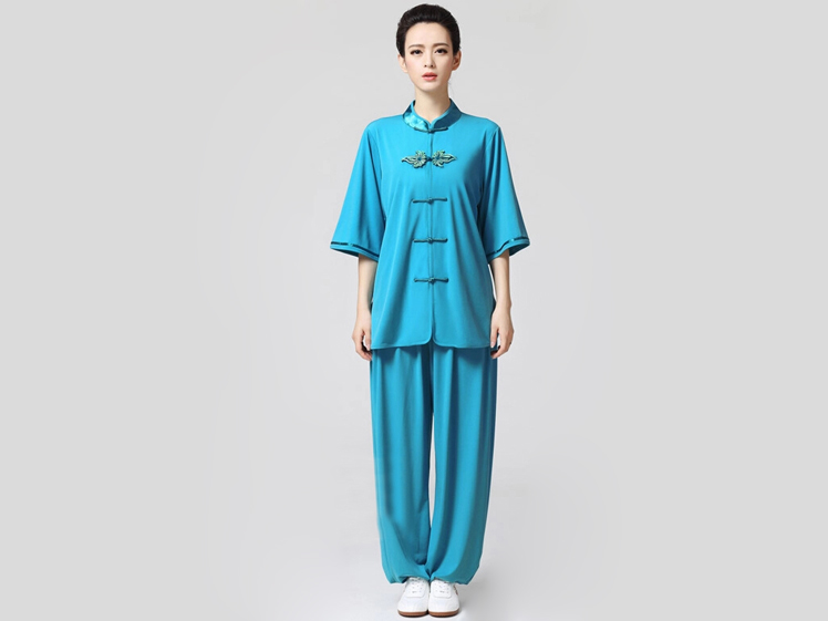 Tai Chi Clothing Half-sleeve Casual Style Acid Blue